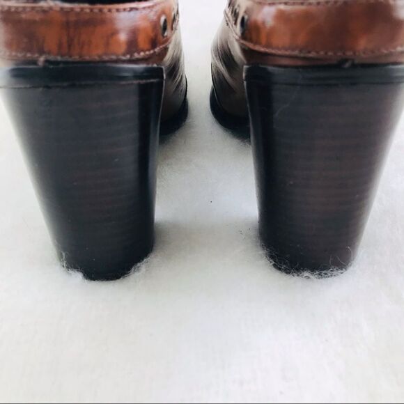 Colin Stuart Brown Pointed Toe Heeled Mule Slip On Shoes with Grommet detailing - Picture 9 of 12